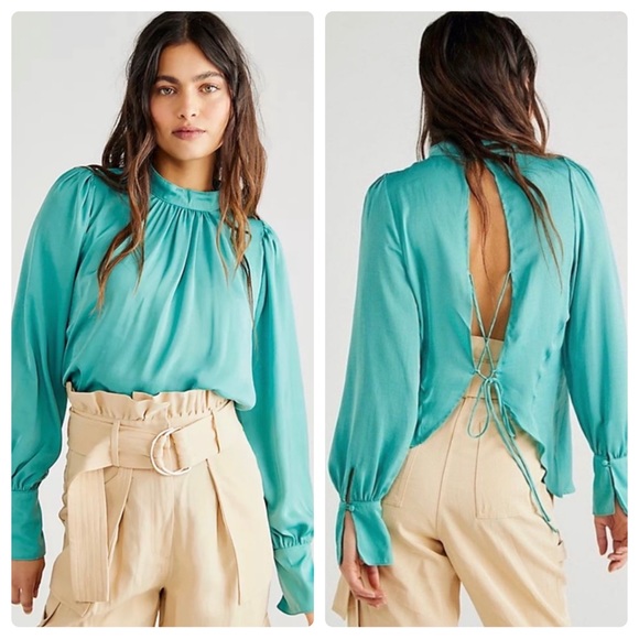 Free People Tops - 🆕NWT Free People Turquoise Open Back Top
